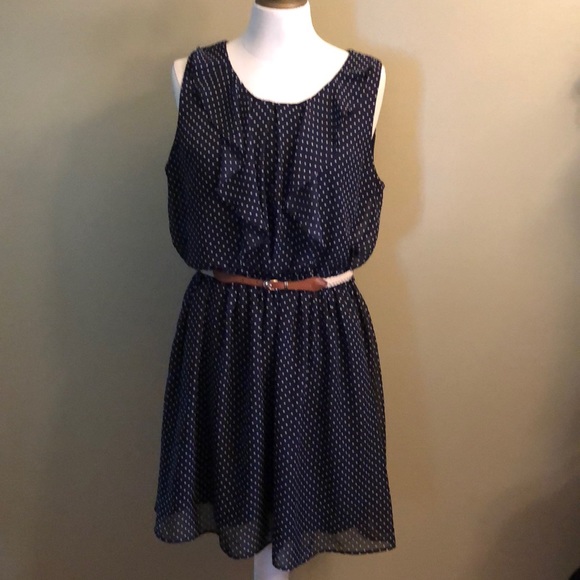 Iz Byer Dresses & Skirts - LIKE NEW-Navy & White polka dot summer dress